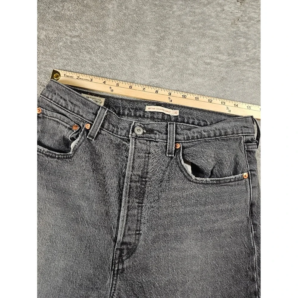 Levis Premium Ribcage Straight Ankle Jeans Faded Black High Rise button fly y2k - Picture 4 of 8